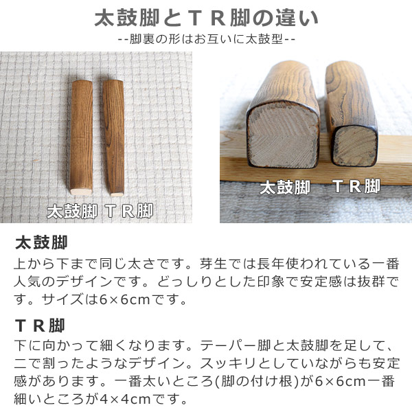 ウォールナット総無垢の丸い折りたたみちゃぶ台　太鼓脚