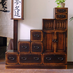 和家具｜階段箪笥/無垢（幅120・右上がり）/久遠仕上げ